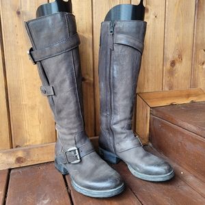 Distressed grey leather, knee high Mjus boots size 36